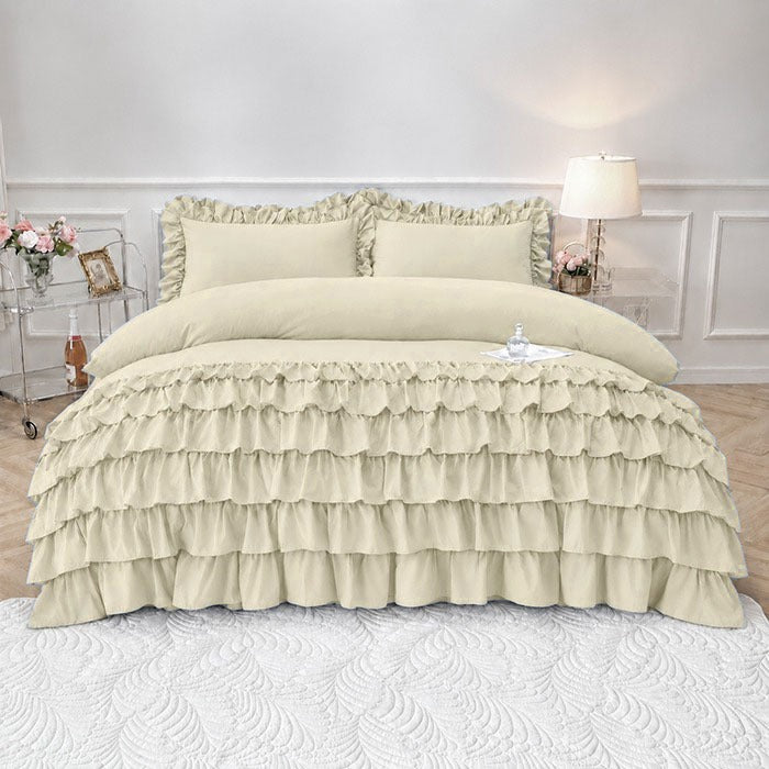 3 Pcs Ruffle Duvet Cover Set