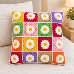 Handmade Daisy Crochet Cushion