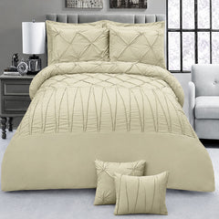 8 Pieces Pintuck & Cross Pleated Duvet Set