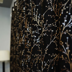 2 PCS PREMIUM QUALITY TEXTURE VELVET CURTAINS - Black