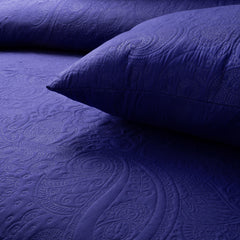 New Design 3 Pcs Ultrasonic Bedspread - Navy Blue