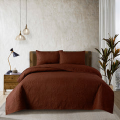 New Design 3 Pcs Ultrasonic Bedspread - Brown