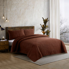 New Design 3 Pcs Ultrasonic Bedspread - Brown