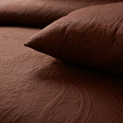 New Design 3 Pcs Ultrasonic Bedspread - Brown
