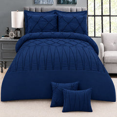 8 Pieces Pintuck & Cross Pleated Duvet Set