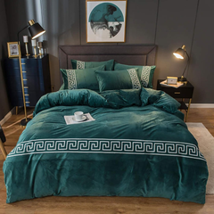 Luxury Aplic Work Velvet Duvet Set - Teal