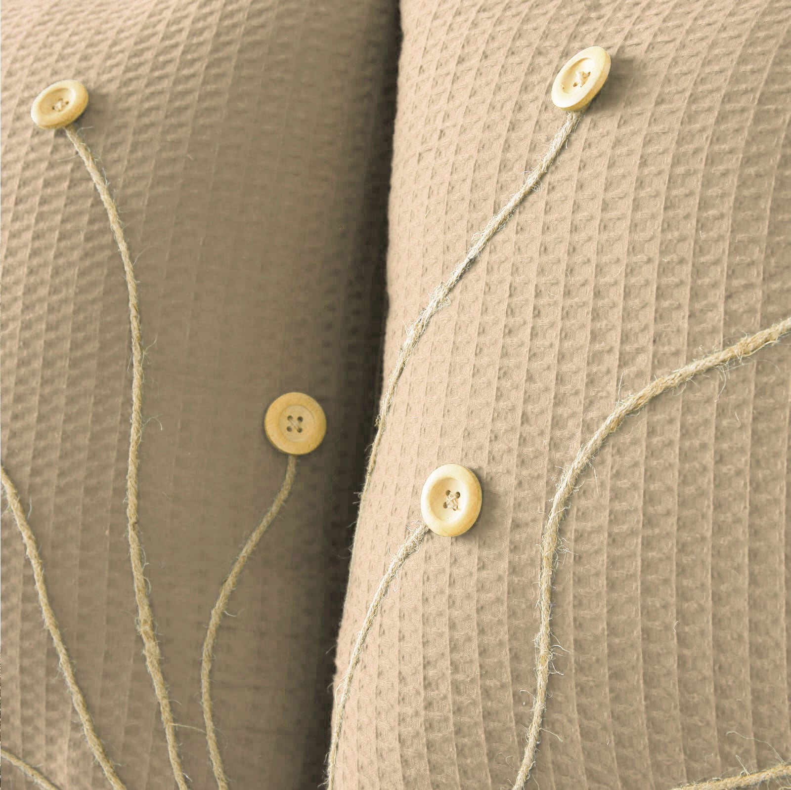 Pack of 2 Waffle Golden Veins Cushion - Beige