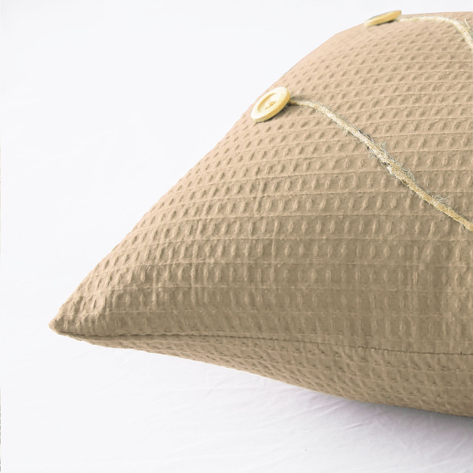 Pack of 2 Waffle Golden Veins Cushion - Beige
