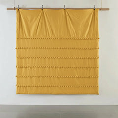 6 Pcs Luxury Duvet Set With Pom Pom Lace - Mustard (306)