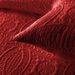 3 Pcs Ultrasonic Bedspread - Maroon (014)